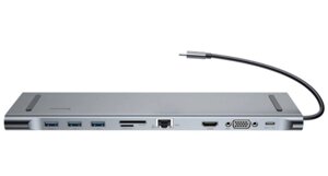 USB-hub baseus enjoyment series type-C notebook HUB adapter （graypd/HDMI/VGA/RJ45/SD/USB*3/adapter )