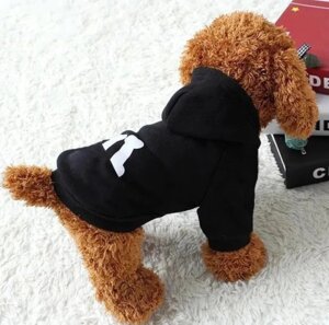 Костюм для домашніх тварин, одяг для собак та котів, зимова спортивна кофта з капюшоном, чорна