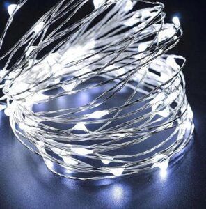 Світлодіодна гірлянда від USB, нитка "Роса" біле світло 10 метрів 100 LED ламп