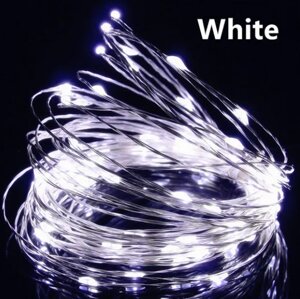 Світлодіодна гірлянда від USB, нитка "Роса" біле світло 20 метрів 200 LED ламп