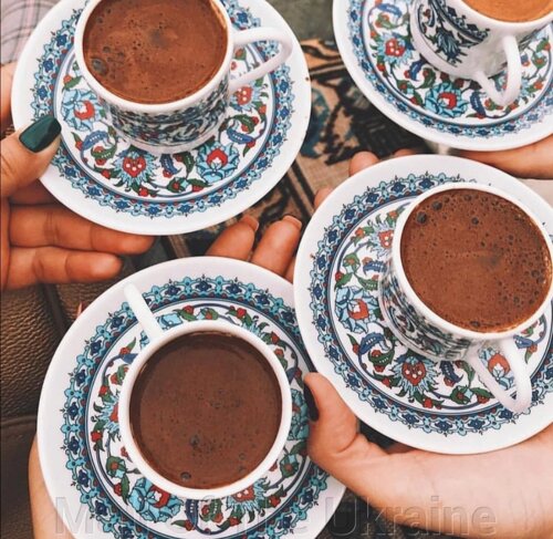 Набір порцелянових чашок для кави Kutahya 50 мл 6 штук, турецька кава зі спеціями в подарунок