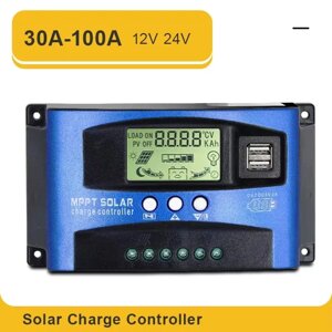 Контролер Заряду Сонячних Панелей 30А 12/24В РК-дисплей USB, MPPT, Триступенева зарядка - solar charge controller