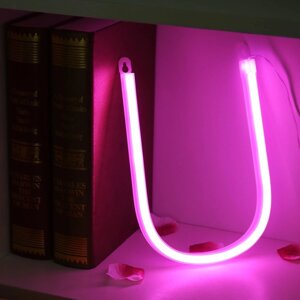 3D Неонова літера на батареях або USB, рожева U