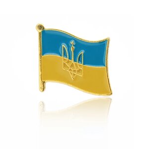 Значок "прапор України" з тризубом (sv3441)