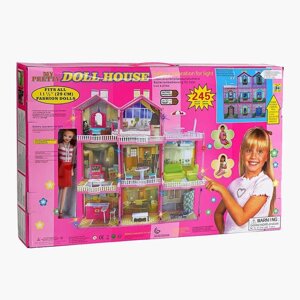 Будиночок для ляльок 6992 (6) триповерховий з підсвіткою та меблями, висота 109 см, у коробці