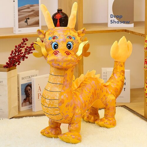 Дракон, м'яка іграшка символ 2024 року 35 см (жовтий)