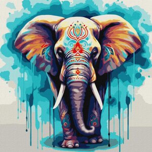 Картина за номерами Ідейка Чудовий слон 40х40 см