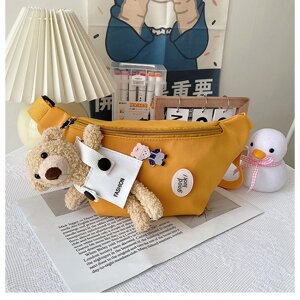 Сумка на пояс з мякою іграшкою, бананка з ведмедиком