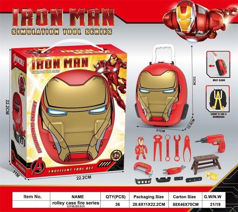 Дитяча Валіза-Рюкзак "Залізна Людина" Червоного Колір З Набором Різних Інструментів від компанії Кілометр - фото 1