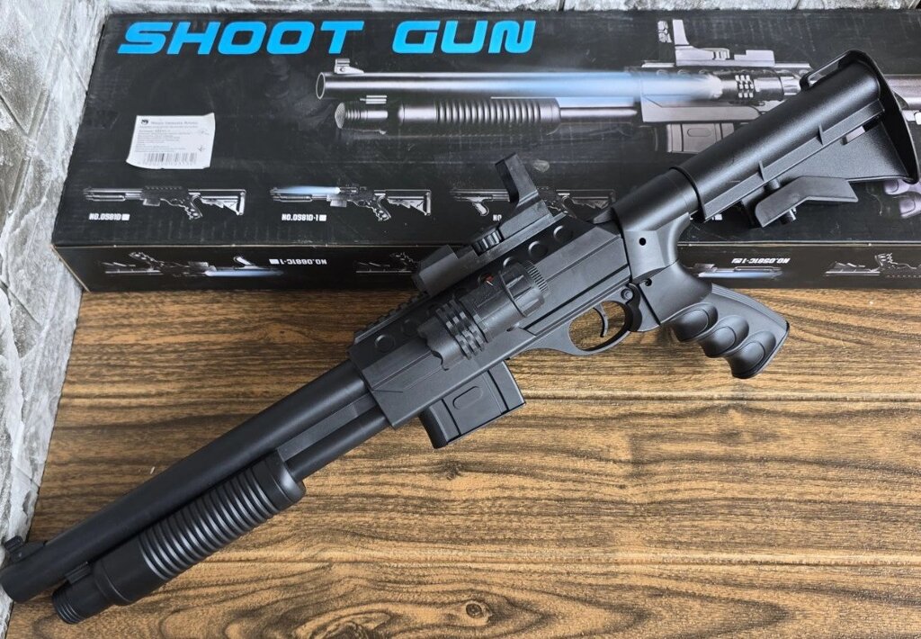 Дитячий ігровий пластиковий Дробовик Vigor з прицілом та ліхтариком для 6 мм куль. від компанії Кілометр - фото 1