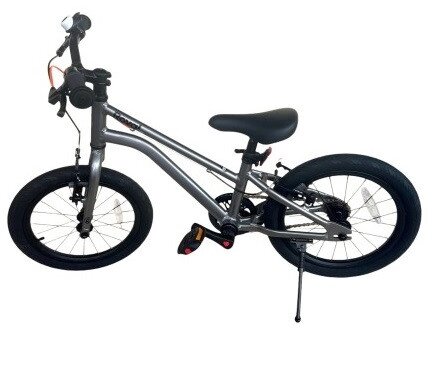 Дитячий Велосипед – 16 Дюймів, Сірий Колір, Алюмінієва Рама, Передні І Задні Гальма від компанії Кілометр - фото 1