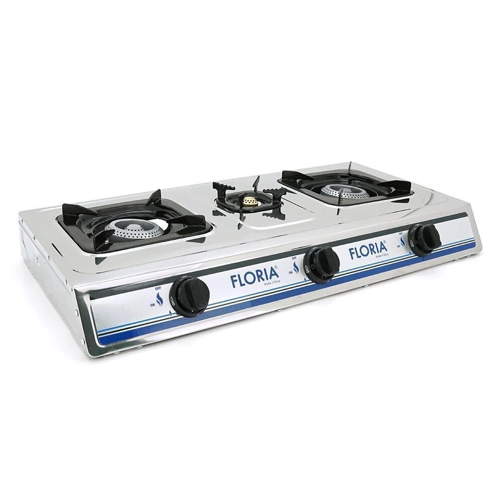 Настільна газова плита з 3 конфорками Floria ZLN8472 від компанії Кілометр - фото 1