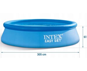 Домашній Надувний Басейн Intex Круглої Форми, Діаметр 305 см, Висота 61 см, Об'єм 3077 л