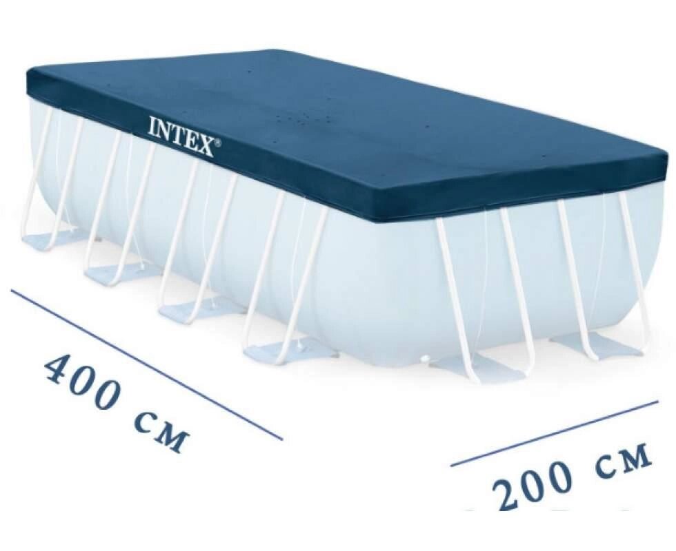 Тент із ПВХ для каркасних прямокутних басейнів 400x200см Intex 28037 Pool Covers || Покриття Intex для басейну від компанії Кілометр - фото 1
