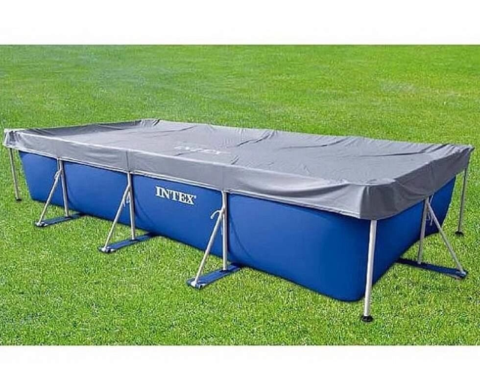 Тент із ПВХ для каркасних прямокутних басейнів Intex 28039 4,5м Х 2.2м || Покриття Intex для басейну від компанії Кілометр - фото 1