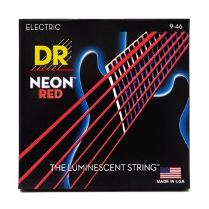 Струни для електрогітари DR strings NEON RED electric - LIGHT HEAVY (9-46)