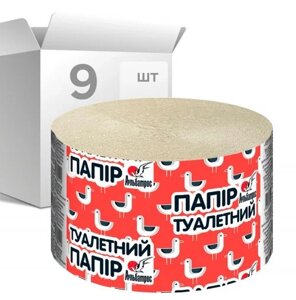 Упаковка туалетного паперу “Альбатрос”сірий, 9 шт., діаметр рулону 140 мм, висота 90 мм