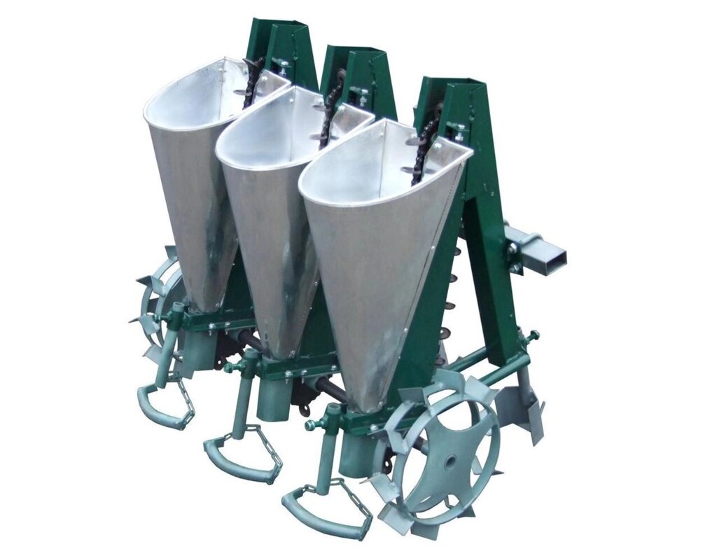 Часникосажалка у 3-рядна з бункерами для добрив для мотоблока економ від компанії Agrofast - фото 1