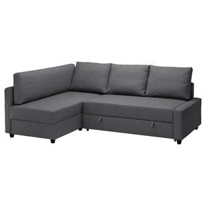 Кутовий диван з функцією сну ІКЕА FRIHETEN / KLAGSHAMN Скіфтебо темно-сірий (s69444330)