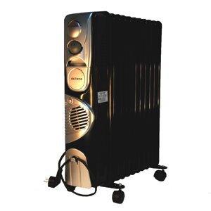 Масляний радіатор обігрівач з тепловентилятором 11 ребер Volteno 2500 Вт+400 Вт VO0727 чорний