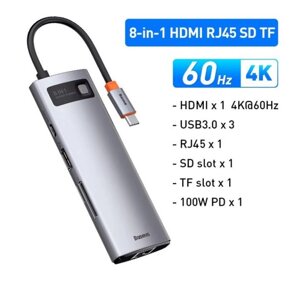Baseus USB-хаб starjoy type-C HUB 8в1 BS-OH101 4K 60hz