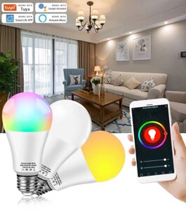 Світлодіодна розумна WiFi лампа TUYA, Smart Life 18W E27 RGB + WW + W