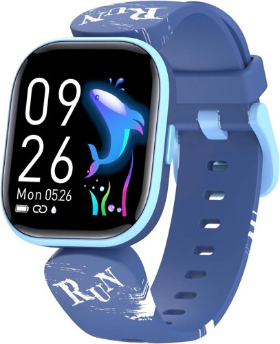 HOOMOON Дитячий годинник із трекером для фітнесу, 1,4-дюймовий, колір блакитний.