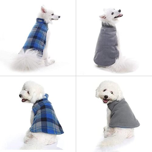 Розмір M - L зимовий одяг для собак, двостороння флісова куртка, тепле пальто, вітрозахисні