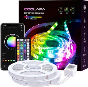 Світлодіодні стрічки COOLAPA 30M з 600 яскравими світлодіодами RGB 5050 для спальні