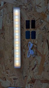 Світлодіодний LED-світильник на акумуляторі планка — смужка 20 см 20 LED, заряджання від USB