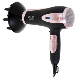 Електричний фен для волосся Adler AD-2248 Black 2400 Вт професійний для укладання та сушіння з насадками дифузором та