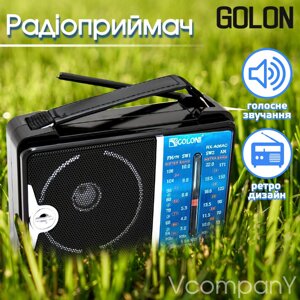 Радіоприймач, портативне радіо на батарейках, FM радіо Golon Чорний з синім