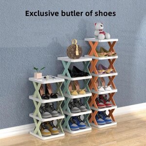 Проста складана полиця для взуття, 4 полиці штабельована пластикова полиця для взуття