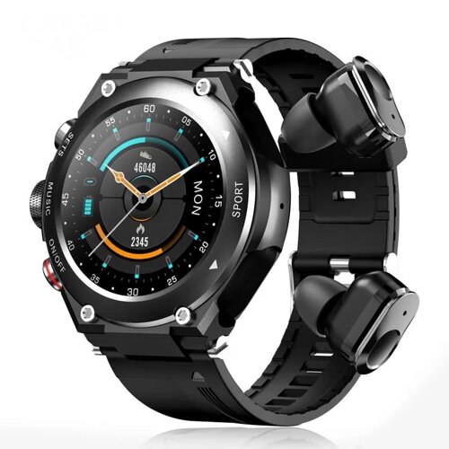 Смарт годинник VHG T-19 1,28-дюймовий з навушниками Smart Watch with Earbuds 3 in 1 Fitness Tracker Black