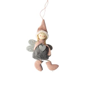 Новорічна прикраса "Кукла-ангелок" сіра