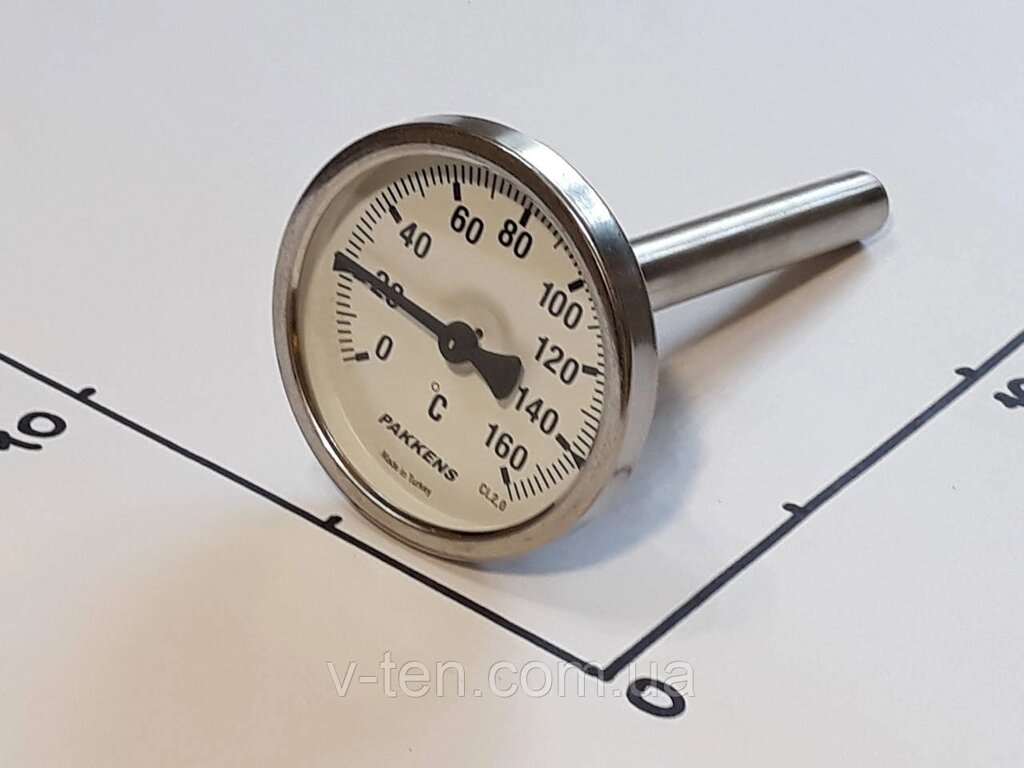 Термометр Ø63 мм/160 °C/L-110 мм 1/2" стрижневий PAKKENS (Туреччина) від компанії Вікторія-ТЕН - фото 1