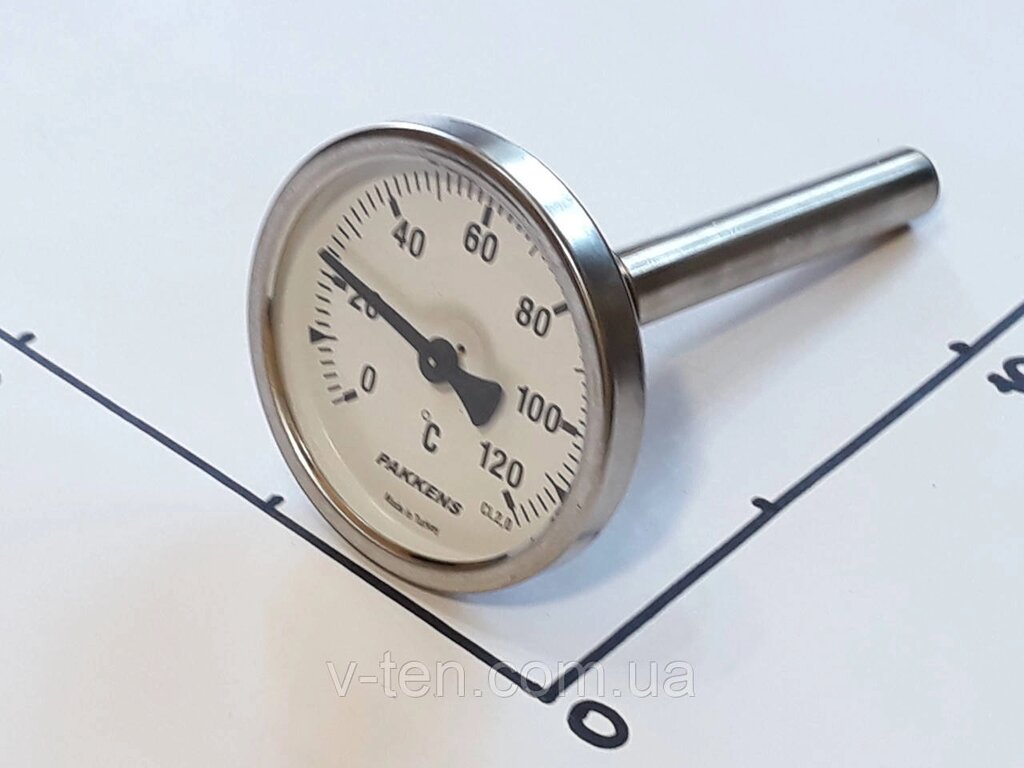 Термометр Ø63мм/120 °C/L-110 мм 1/2" стрижневий PAKKENS (Туреччина) від компанії Вікторія-ТЕН - фото 1
