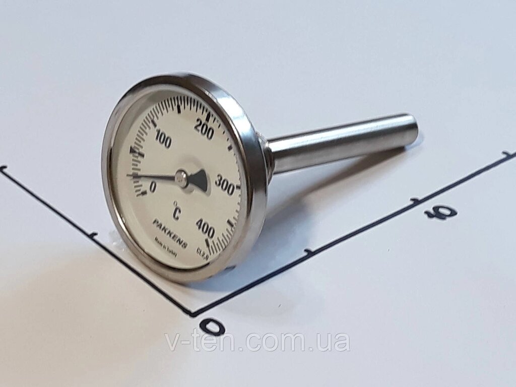 Термометр Ø63мм/400 °C/L-110 мм 1/2" стрижневий PAKKENS (Туреччина) від компанії Вікторія-ТЕН - фото 1