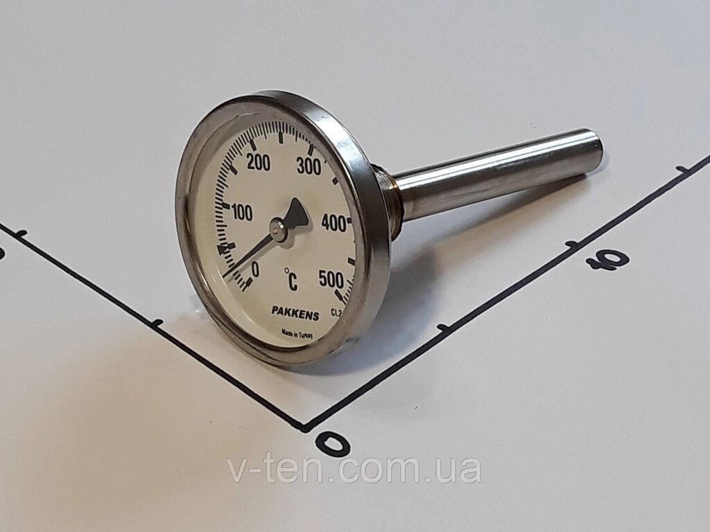 Термометр Ø63мм/500 °C/L-110 мм 1/2" стрижневий PAKKENS (Туреччина) від компанії Вікторія-ТЕН - фото 1