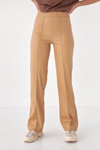 Штани з екошкіри класичного фасону TOP20TY - світло-коричневий цвет, S (є розміри)