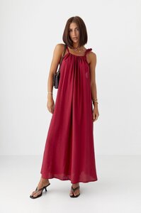 Літній сарафан вільного крою - темно-червоний цвет, M (є розміри)