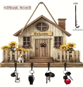 Навісний органайзер для ключів на 4 гачки 20х25 см, ключниця настінна