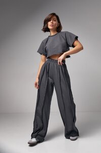 Жіночий трикотажний костюм у стилі grunge - темно-сірий цвет, M (є розміри)