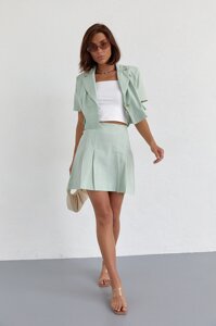 Костюм зі спідницею плісе і коротким жакетом - м'ятний цвет, L (є розміри)