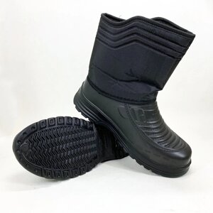 Чоботи чоловічі чорні утеплені 42р 26см Гумові чоботи короткі рибальські