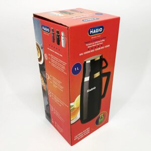Термос Magio MG-1050W зі скляною колбою, Хороший невеликий термос для питної води. Колір: білий