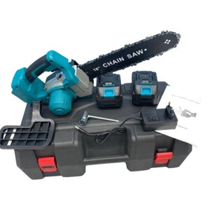 Ланцюгова акумуляторна пила 16" з двома акумуляторами 21V Electric Синій Ланцюгова пила у валізі