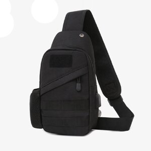 Тактична Чорна Сумка через плече, укріплена сумка-слінг барсетка тактична, Грудна кроссбоді