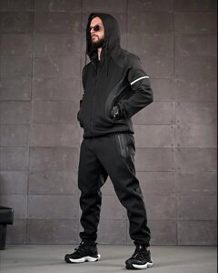 Спортивний костюм рукав біла смужка black ALE РП7452