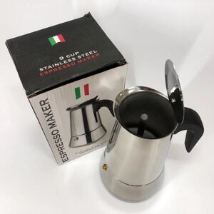 Гейзерна кавоварка UNIQUE UN-1903 на 9 чашок з нержавіючої сталі, гейзер для кави, кавник гейзерний